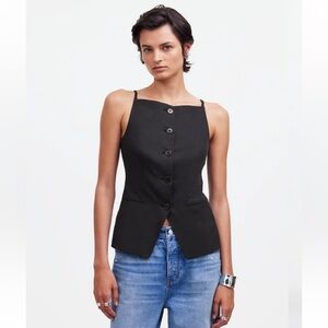 NWT Madewell Square Neck Vest in Drapey Twill (Size 00)